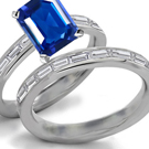 Ladies18 Kt Gold Ring with Diamonds and Sapphire 